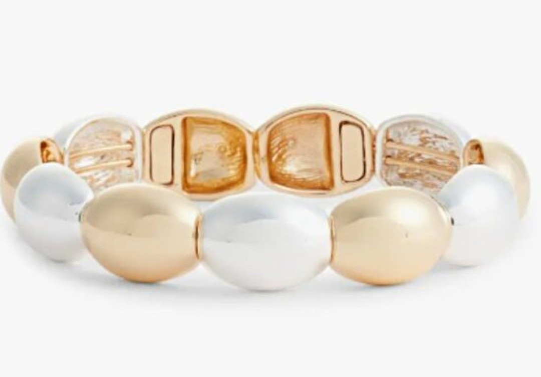 NWT Nordstrom Hinged Oval Link Bracelet Two Tone Gold Silver