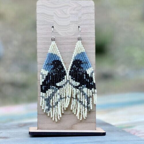 Tribal Earrings Native Large Boho American Seed Beads Handmade Earring