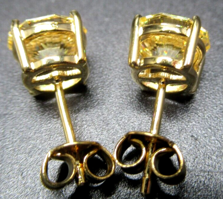 GTL BBI Sterling Silver 925 Yellow Cubic Zirconia Stud Earrings NWOT