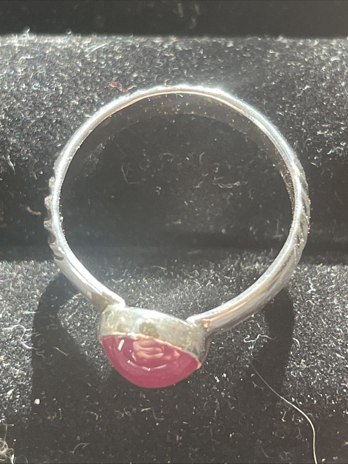 .925 Sterling Silver Ring W/Lab Grown Pink Shapphire Size 7 Hand Crafted In USA