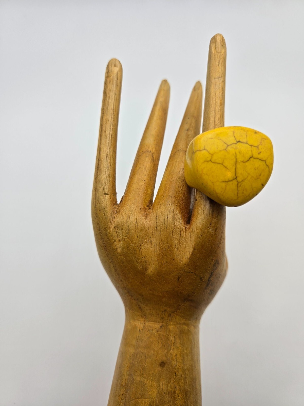 VTG Chunky Artisan Handmade Yellow Mustard Color Ceramic Ring 8.5