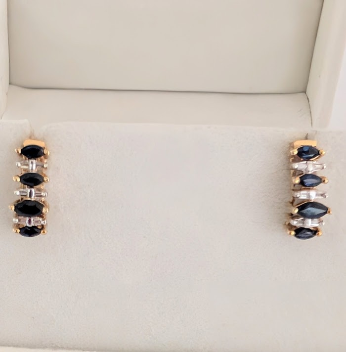 Sapphire & Diamond Earrings 10K 2.9 Grams Retail Price $1399 Make Me An Offer!
