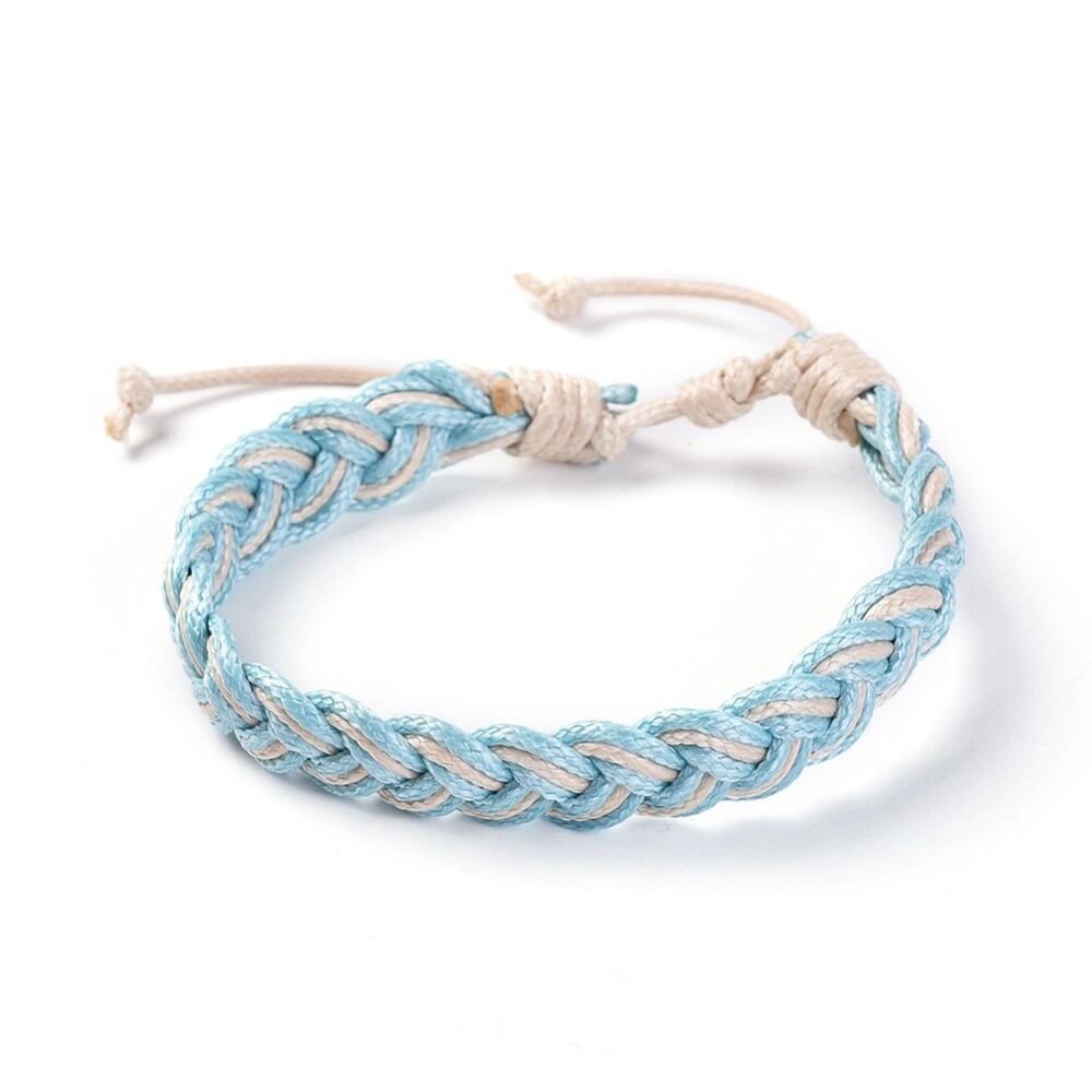 Waxed Cord Braided Bracelets about 2-3/8 inch~3 inch(6.2~7.5cm) inner diameter