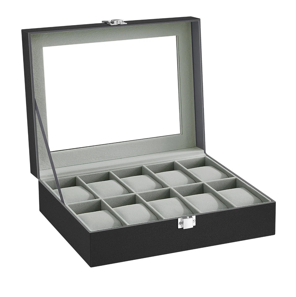 10Slots Watch Box Display Case Organizer Watch travel Case Jewelry Box For Men