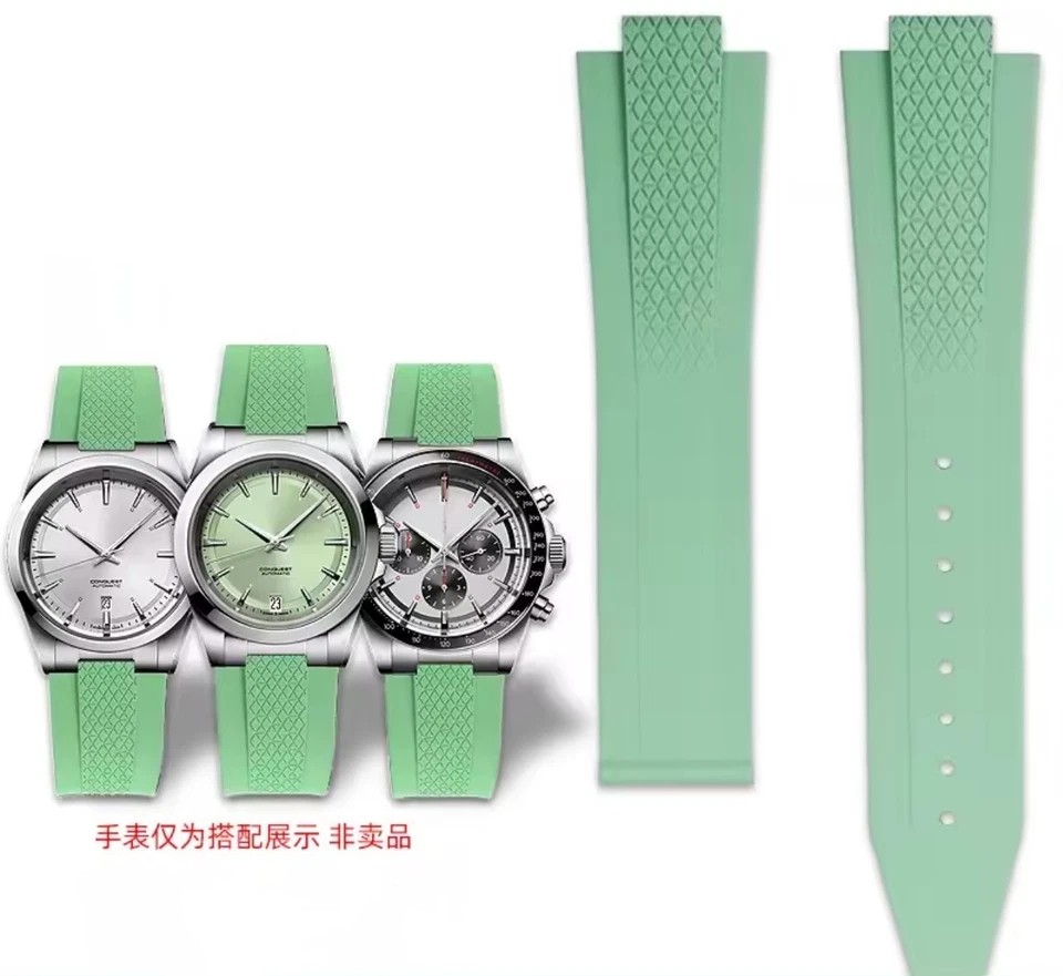 New 21mm 22mm FKM Rubber Strap for Longines Conquest L3.830 L3.835 41mm 42mm