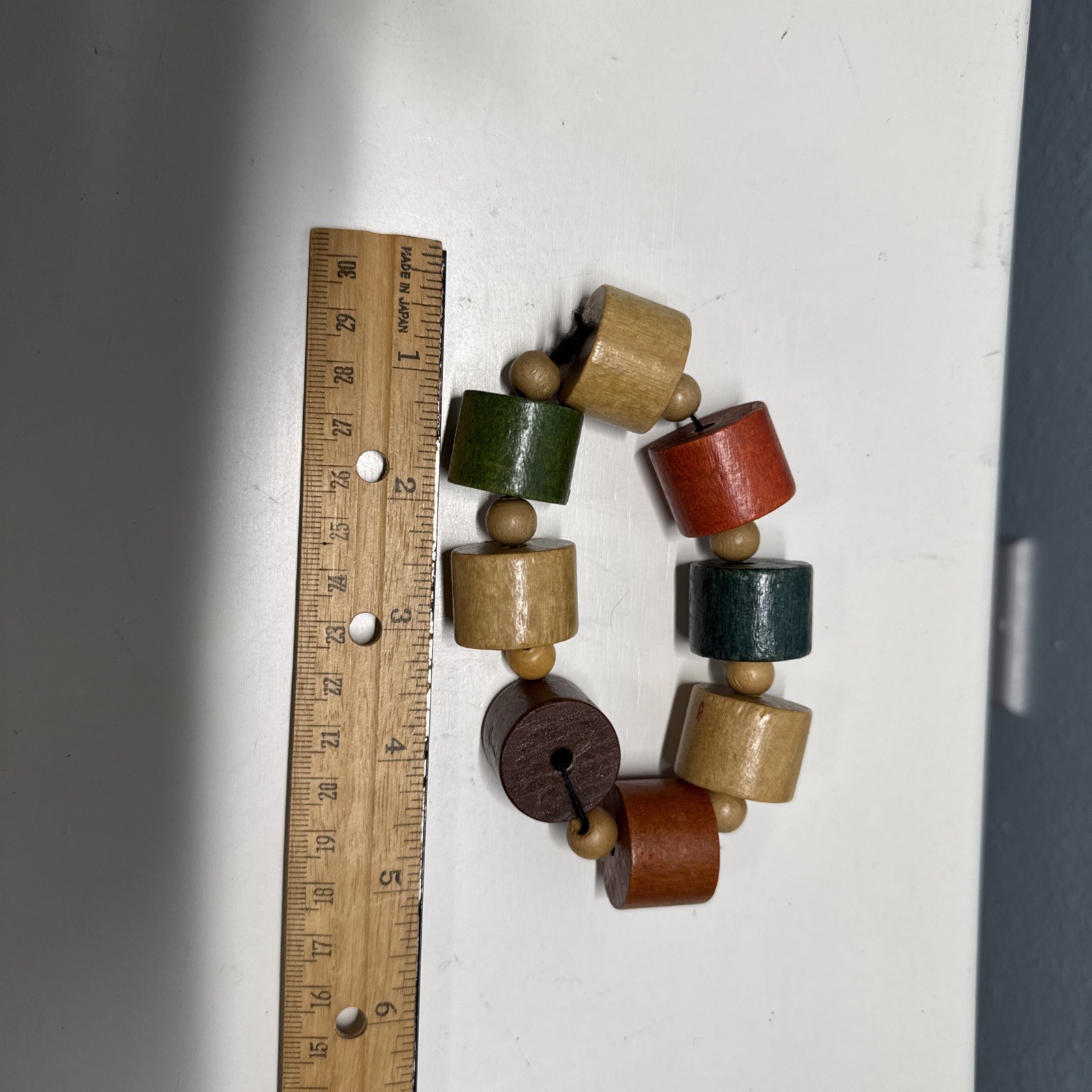 1970s Colorful Wood Necklace and bracelet Pop Art, Modernist, Geometric