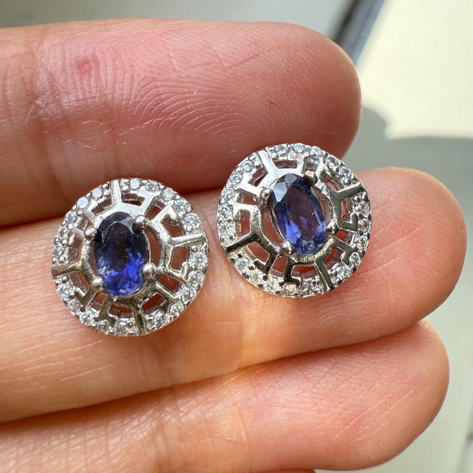 925 Sterling Silver Earrings 5x3mm Natural London Blue Topaz Gemstone Zircon New