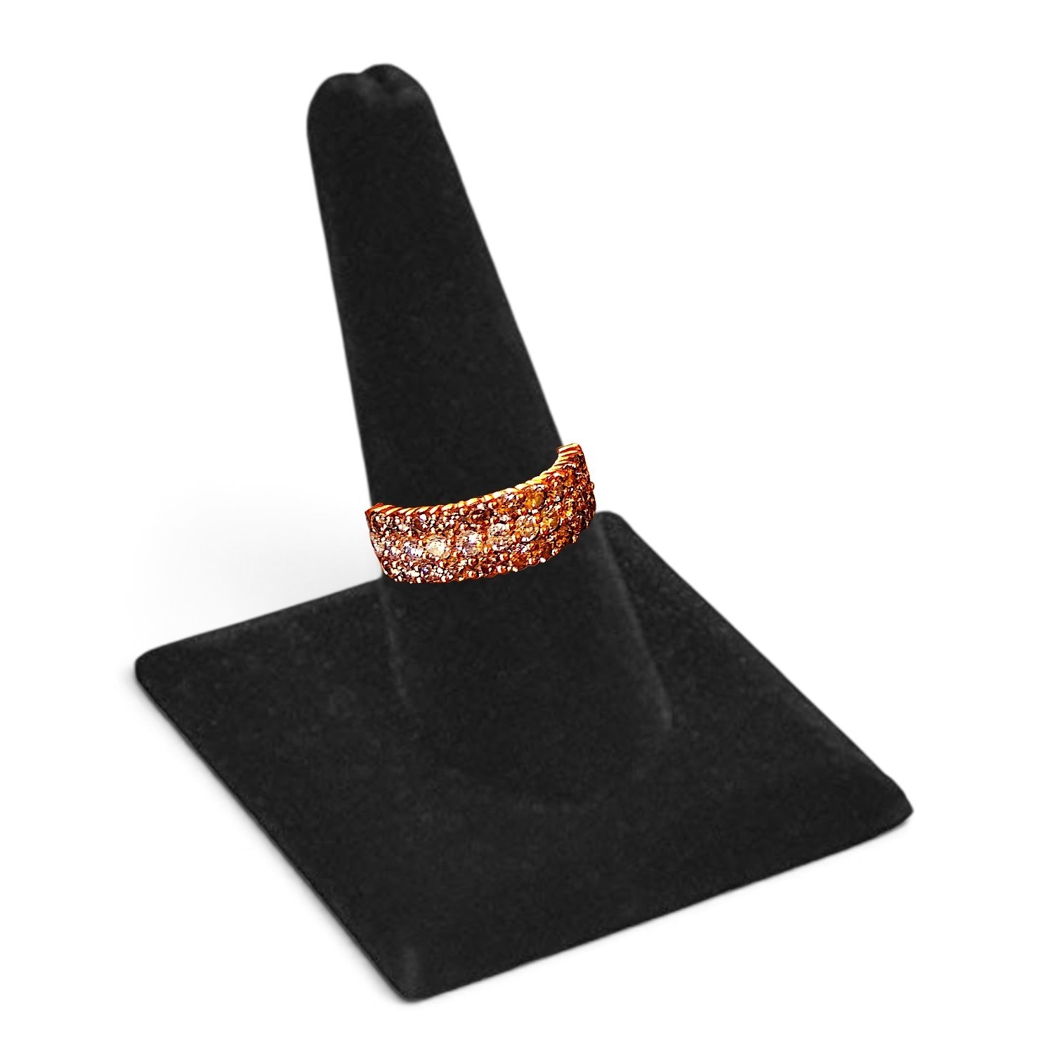 14K Rose Gold 2.15 CTW Cocoa & White Diamond Pavé Multi-Row Band Ring Size 7