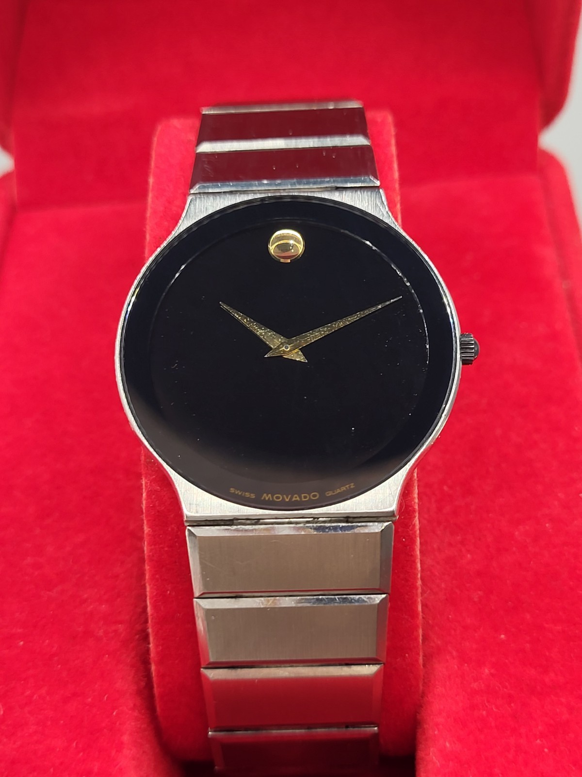 32mm [RARE] Ultra THIN Movado 1990 Museum Women’s Watch 84-40-880 Swiss 7.5″