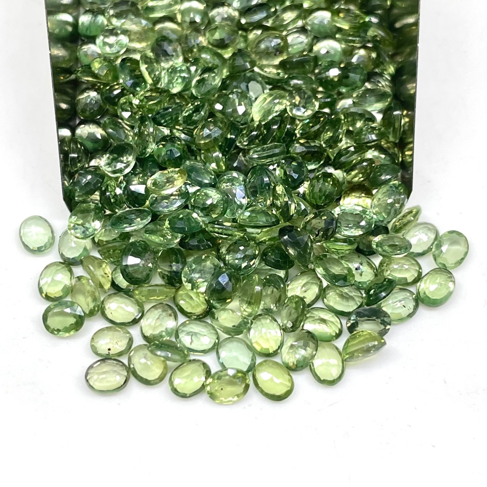 5 Pcs Natural Green Sapphire 4.5×3.5mm Oval Cut Loose Gemstone Lot Sri Lanka