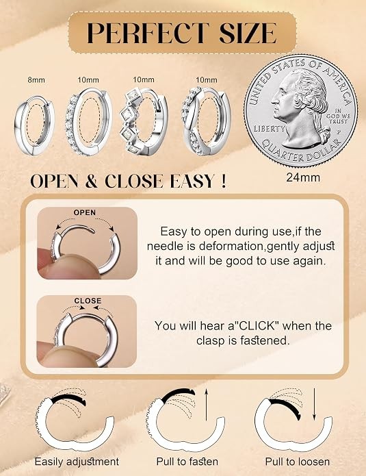 Small Gold Huggie Hoop Earrings Set 14K Gold Plated Dainty Cartilage Helix
