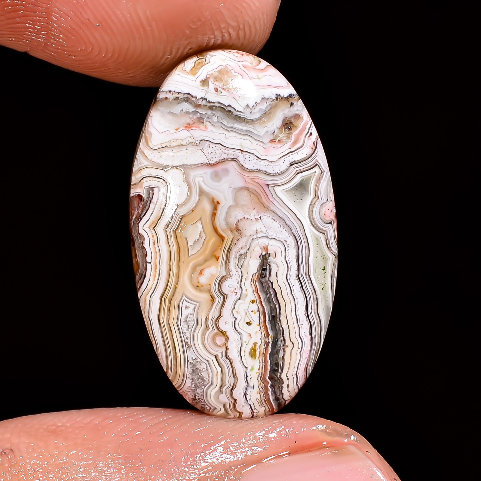 Natural Crazy Lace Agate Oval Shape Cabochon Loose Gemstone 22X12X4 MM 9.5 Cts.