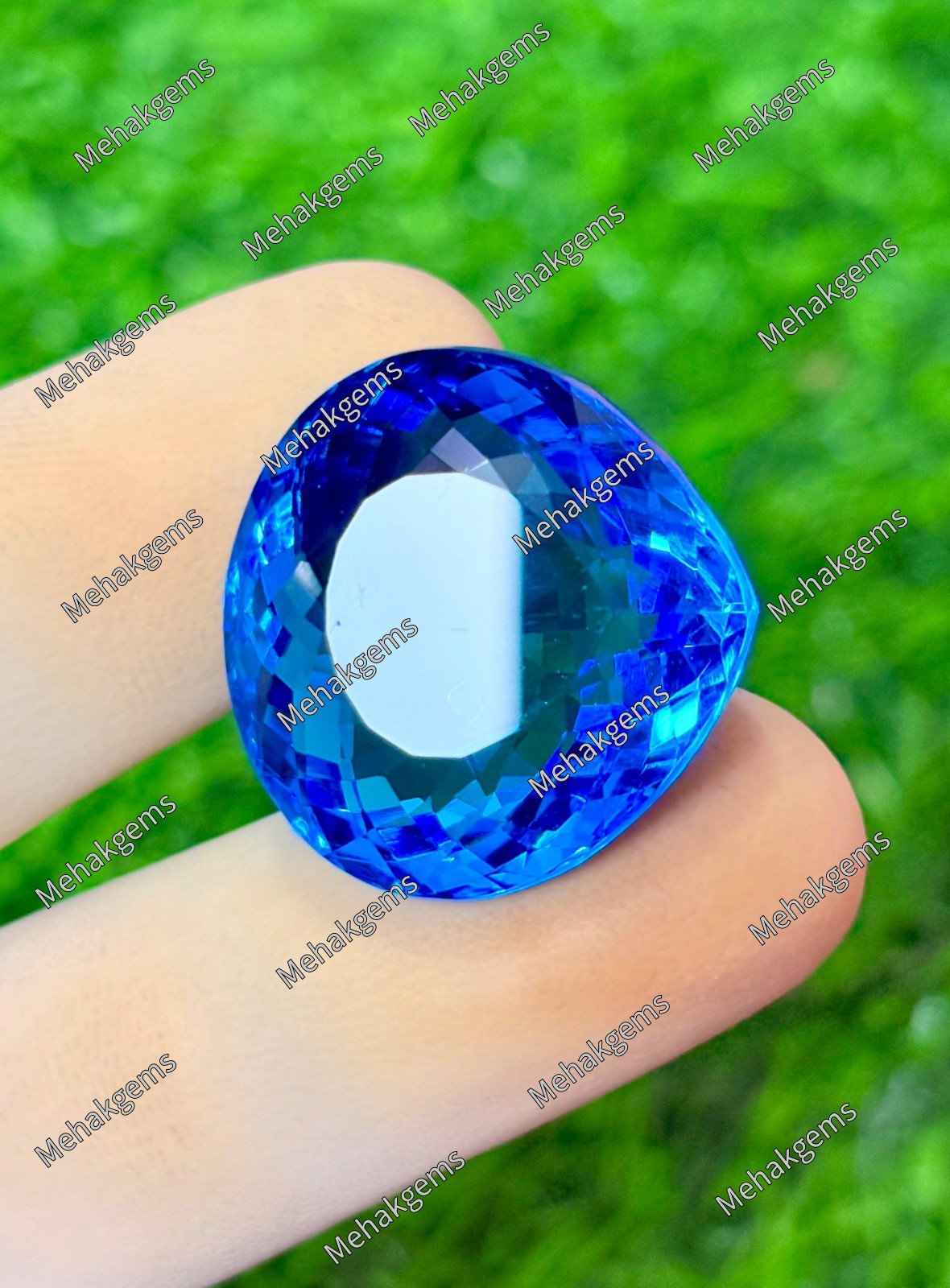 51 Ct Swiss Blue Topaz Heart LooseGemstone, Faceted Statement Jewelry Stone