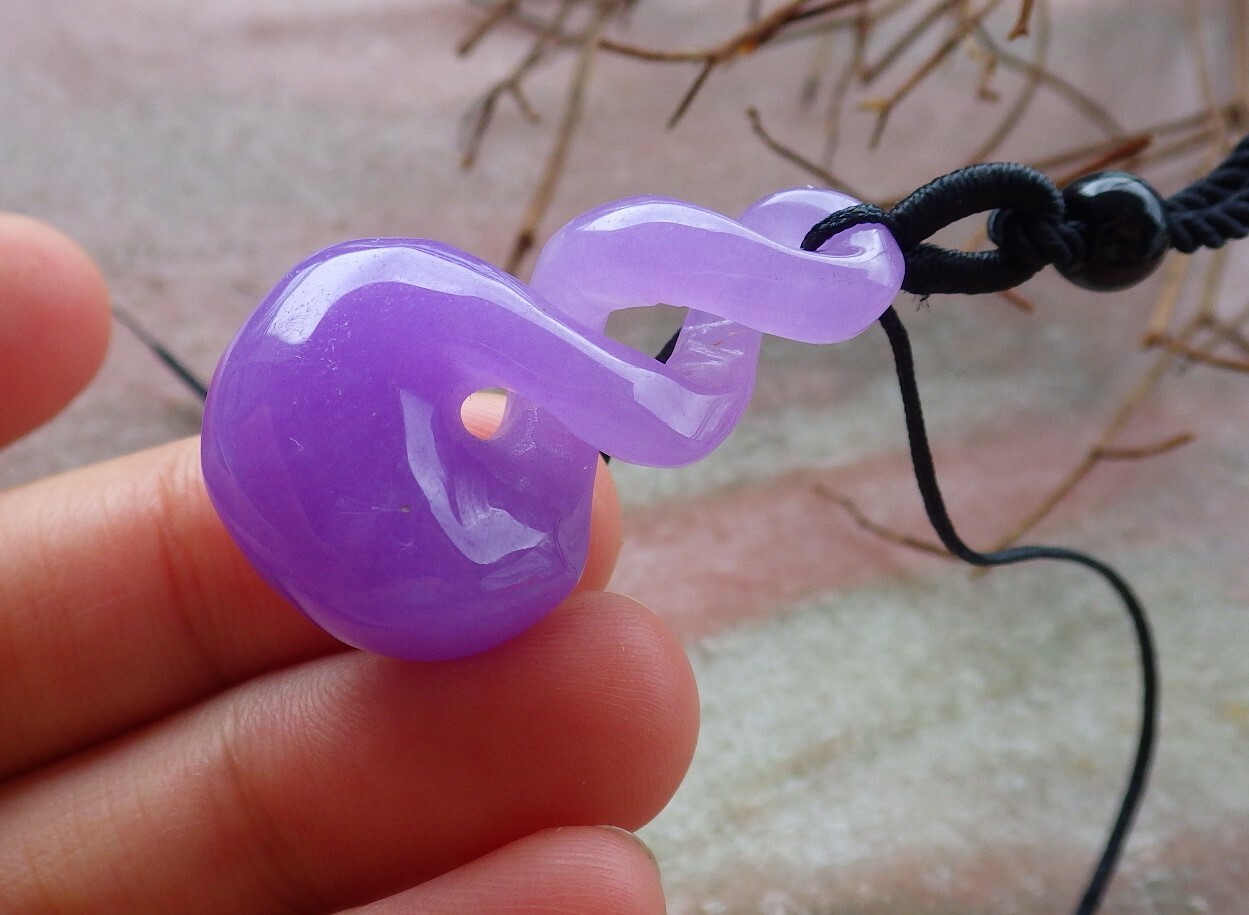 1 piece CHINESE Lavender JADE PENDANT Circle *8* Knotted Knotte 平安扣 397442