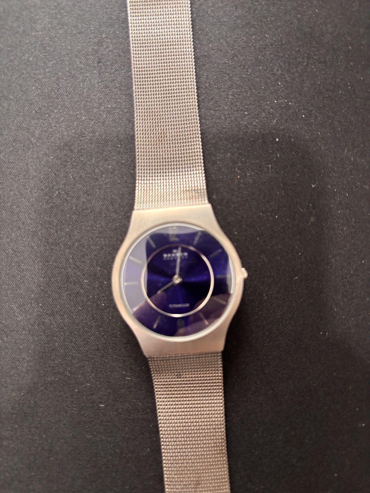 Skagen Watch Men 34mm Blue Dial Titanium Round 233LTTNC Slim