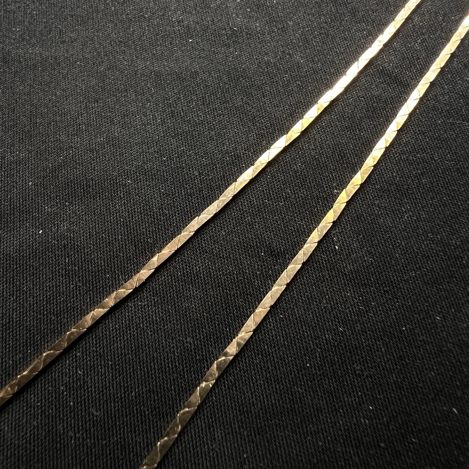 14K Solid Yellow Gold Diamond Cut Flat Link Necklace 16” 7.1g Italy
