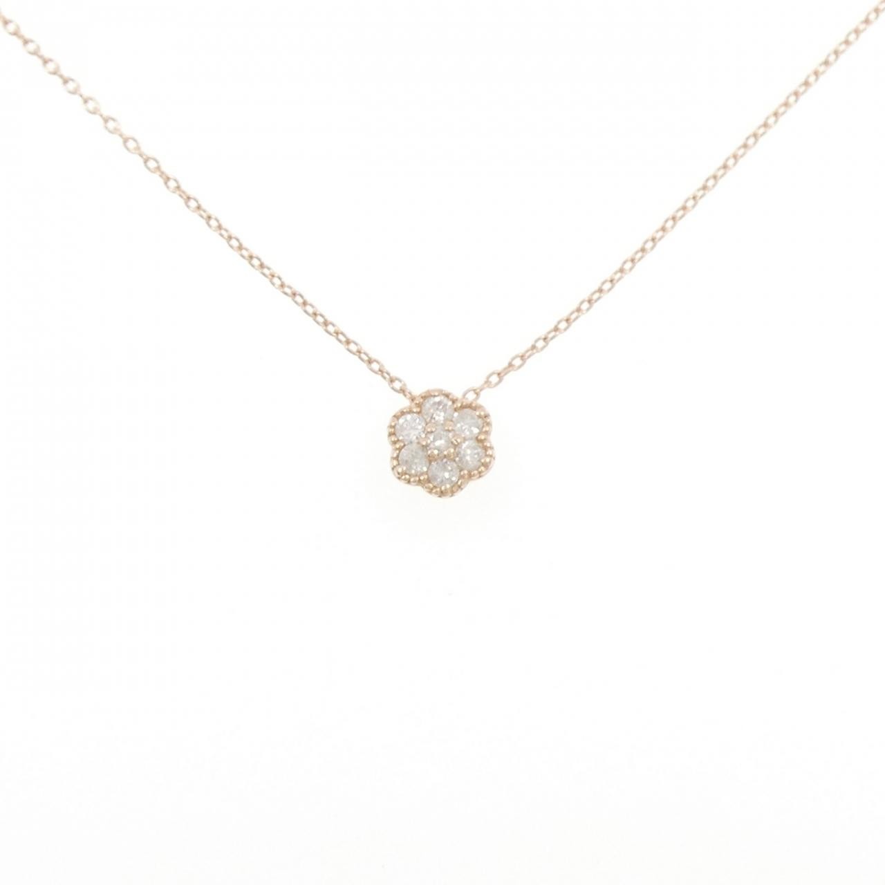 Authentic K10PG Flower Diamond Necklace 0.16CT #270-004-210-6835