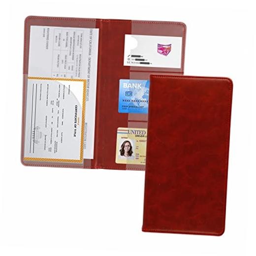 UYYE Auto Car Registration and Insurance Documents Holder – PU Leather Red