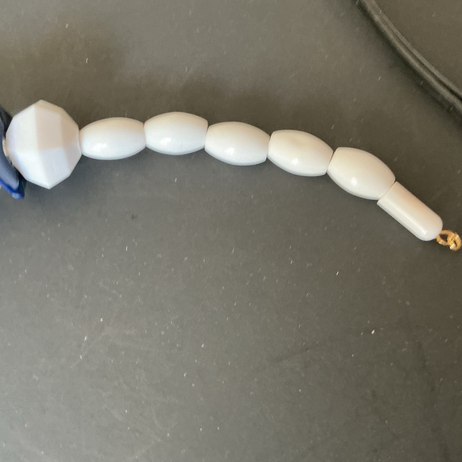 VTG Rare Necklace Statement Chunky White Blue Clear Lucid Bead 19″ Czech Rep New