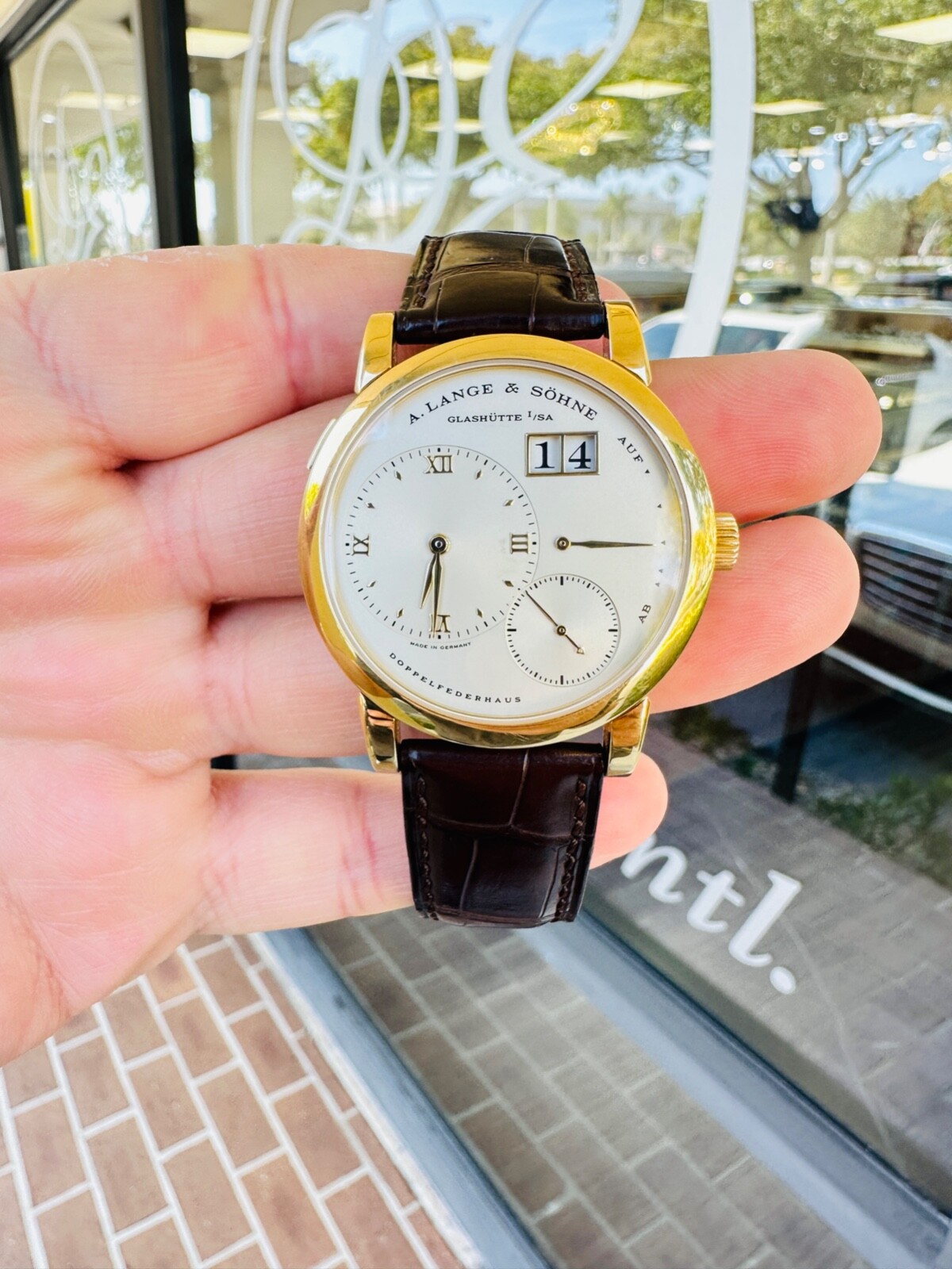 A. Lange & Sohne Lange 1 18K Yellow Gold 101.021 Manual Movement 38.5mm Watch