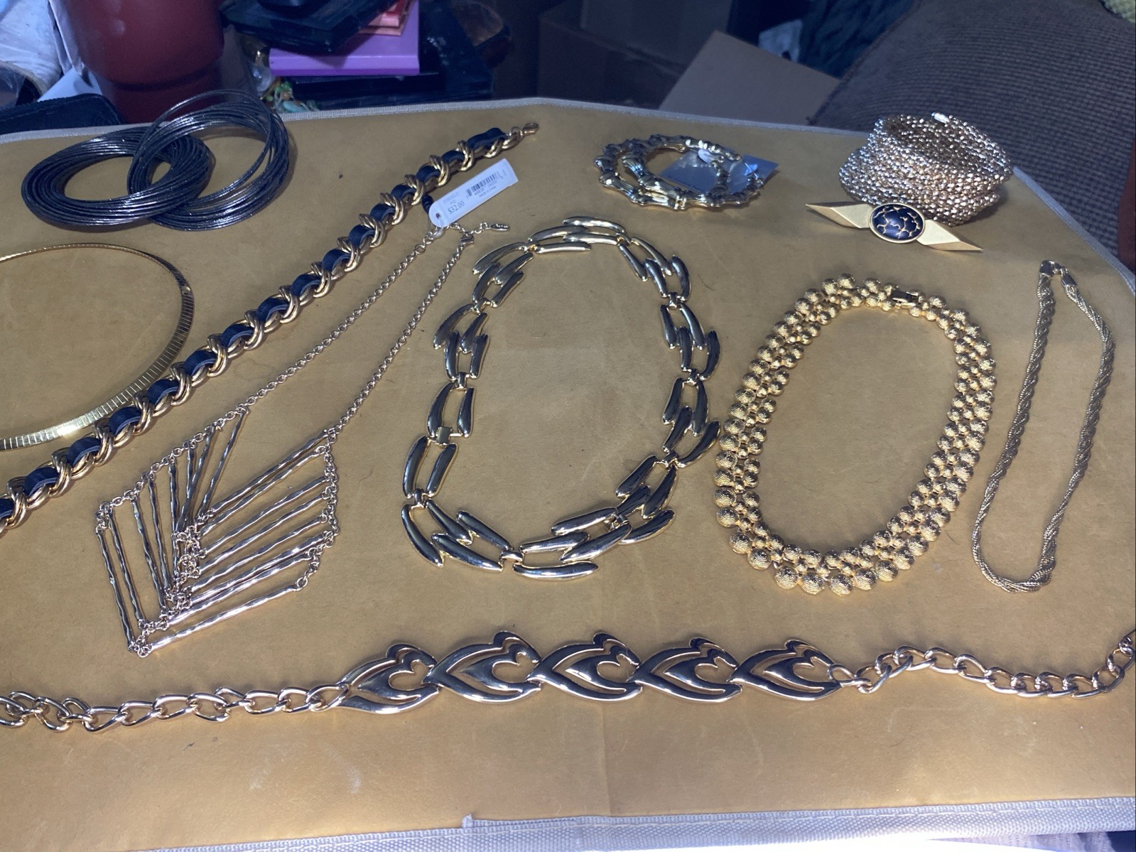 Gold tone Vintage Goth,biker,club, Or Statement Jewelry Lot Zara+ More