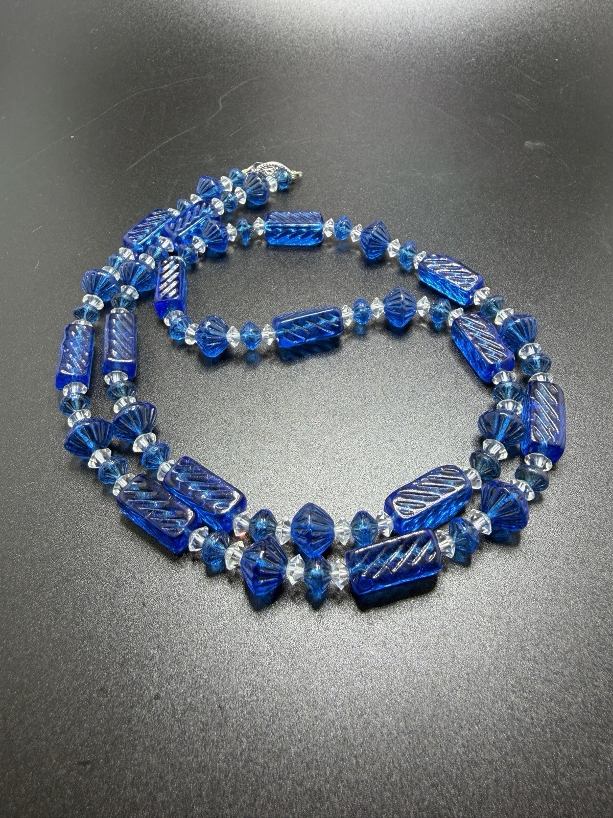 Art Deco Czech Glass Cobalt Blue Necklace