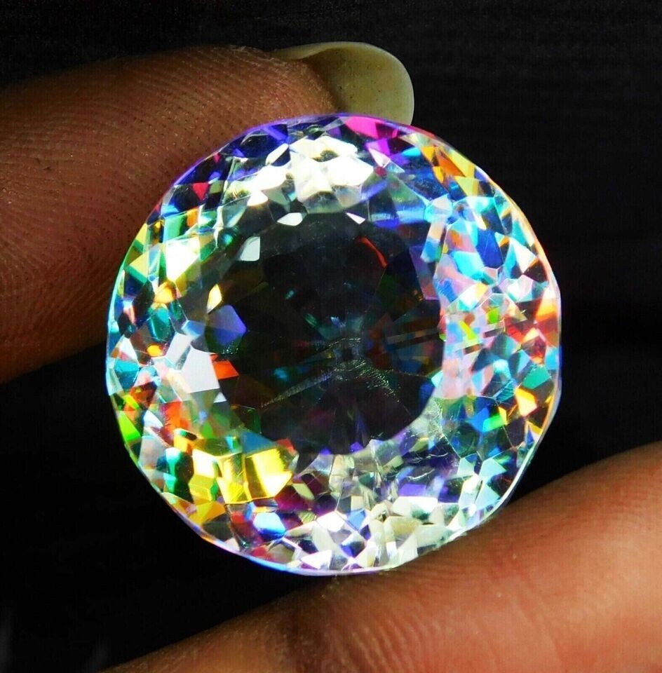 AAA 52.00 CT+ Rainbow Colour Round Cut Natural Mystic Topaz Loose Gemstone