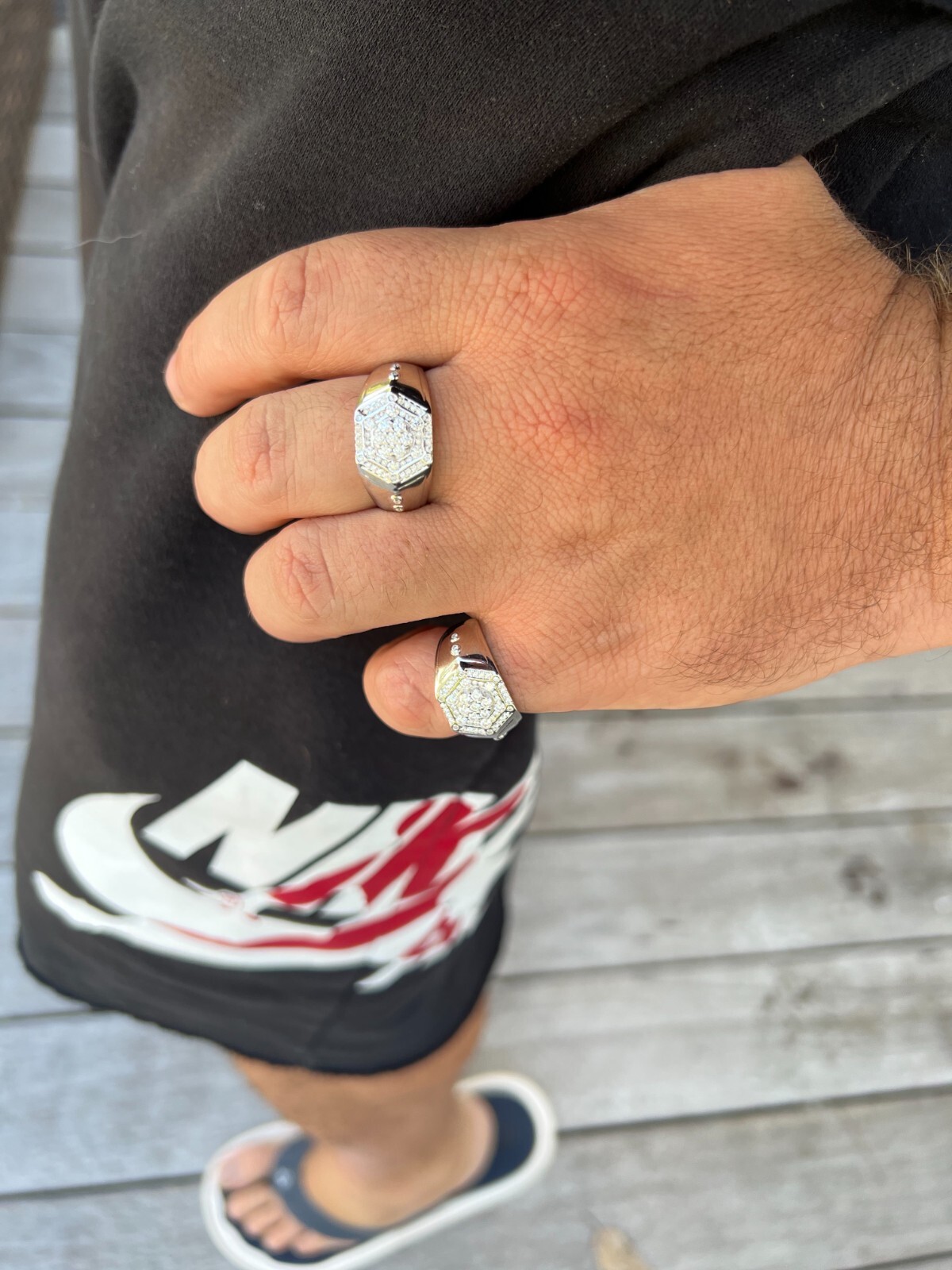 Mens 925 Silver Hip Hop Iced Moissanite Pinky Ring REAL Stone Passes Test GRA