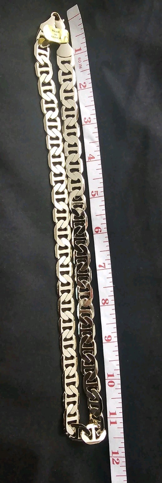 24in.14k Gold Plated brass-12.1mm THICK Mariner Chain- Lobster Clasp