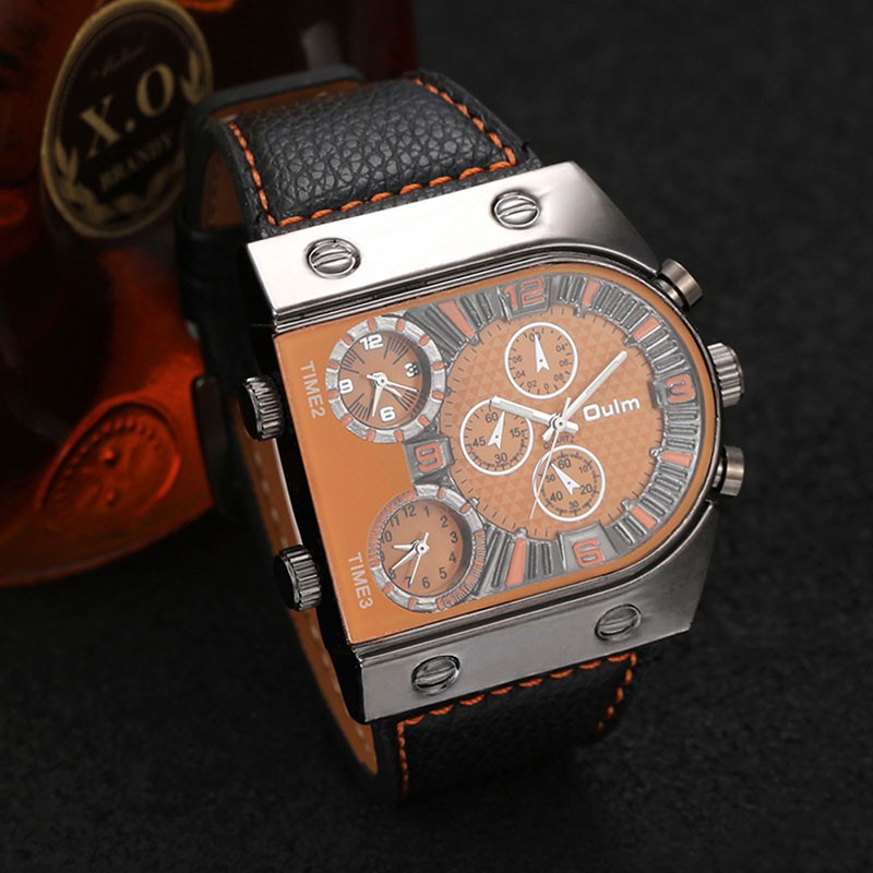 Oulm Men’s Large Dial Army Sport Watch Quartz 3 Decorative Subdials Gift for Men