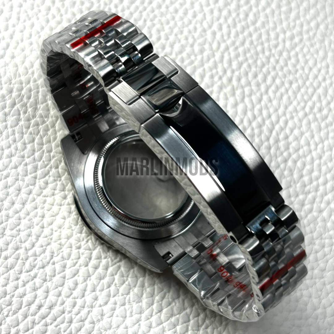 Silver 40MM 20ATM GMT Ceramic Bezel Watch Case Sapphire Mod Fit NH34 NH35 NH36