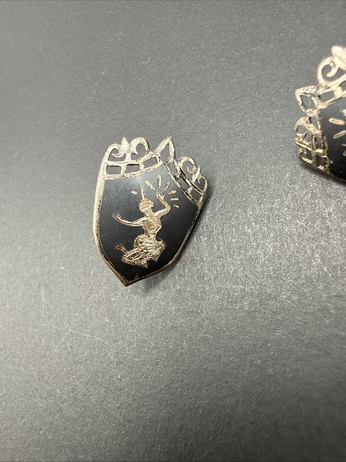 Sterling Silver Siam Dancing Woman Shield Earrings B50