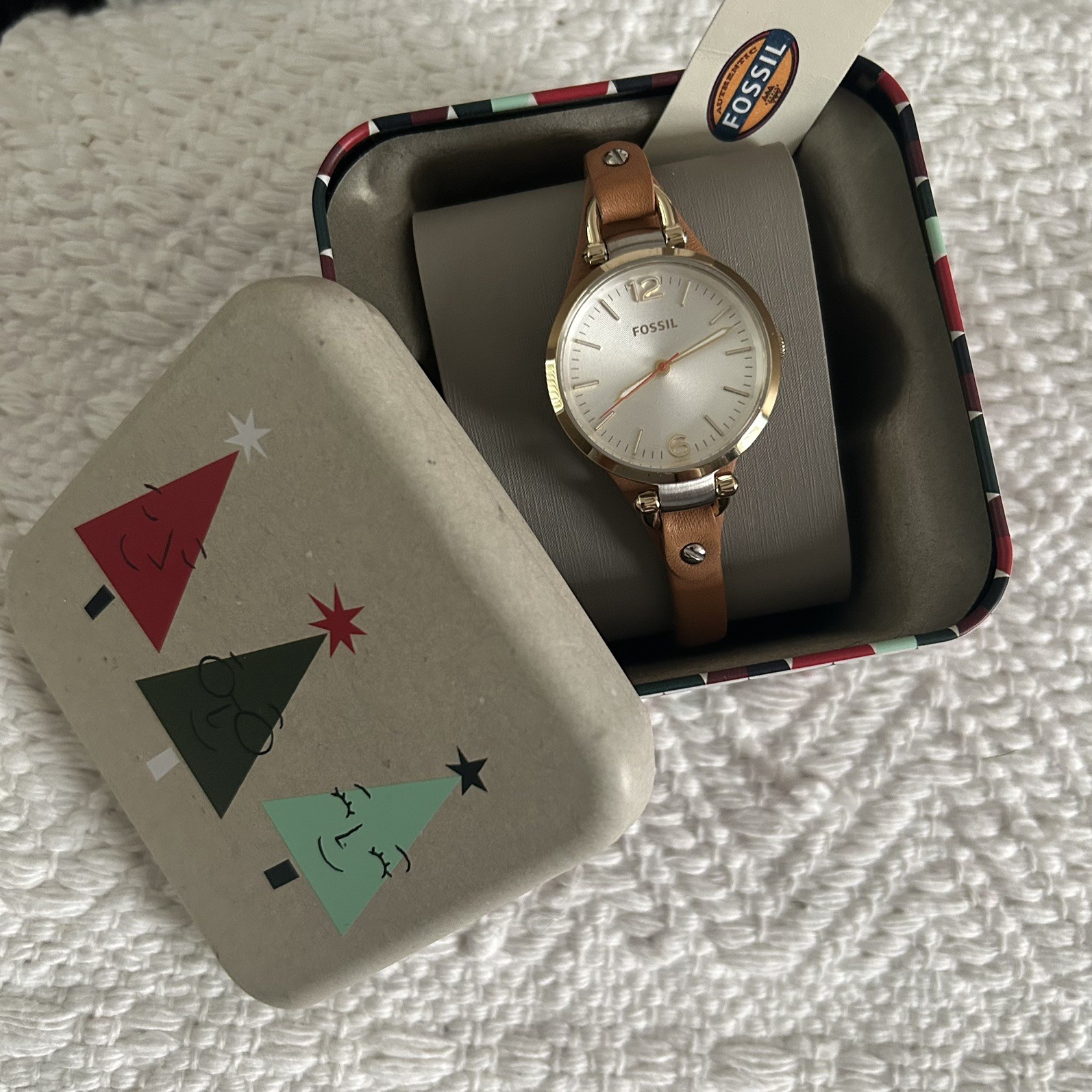 NEW FOSSIL GEORGIA THIN LEATHER CUFF BAND WATCH