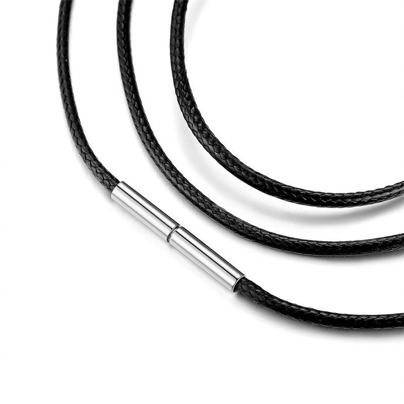 Black Genuine Leather Rope Necklace with Clasp Cord Chain Line String for Diy Pe