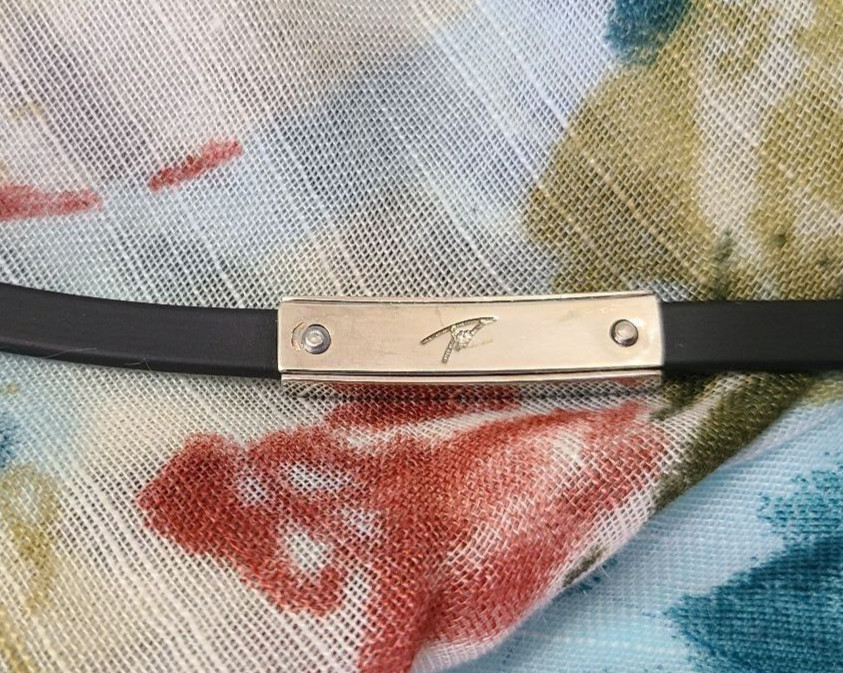 Vintage Thierry Mugler Stainless Steel Black Wrap Bracelet