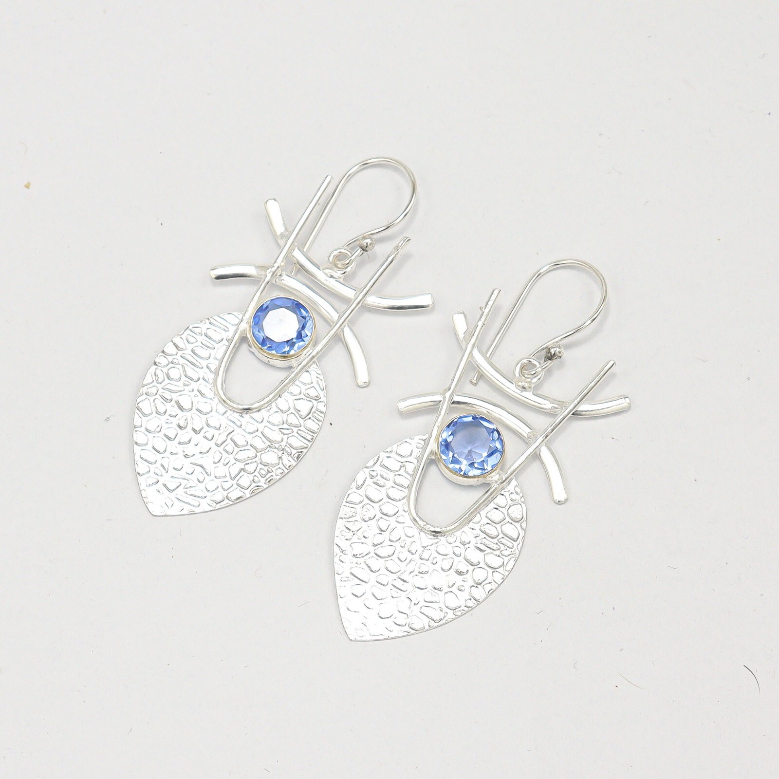 Tanzanite Gemstone Earrings 925 Silver Handmade Jewelry 1.78″ Anniversary Gift