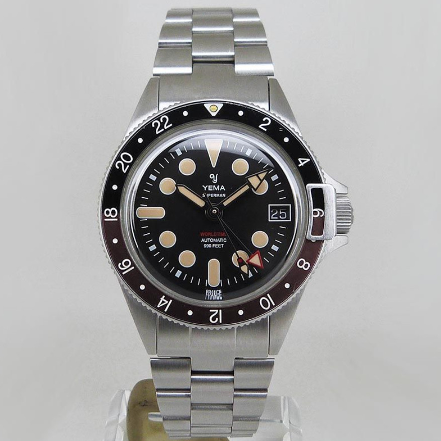 Yema Superman World Time GMT Cork YGMT21B39-CMS Automatic Watch 39mm From JAPAN
