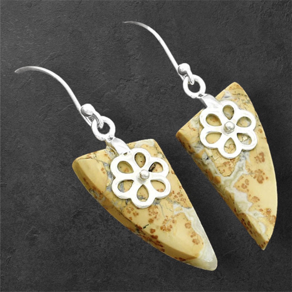 Natural Maligano Jasper – Indonesia 925 Sterling Silver Earrings Jewelry E-1137
