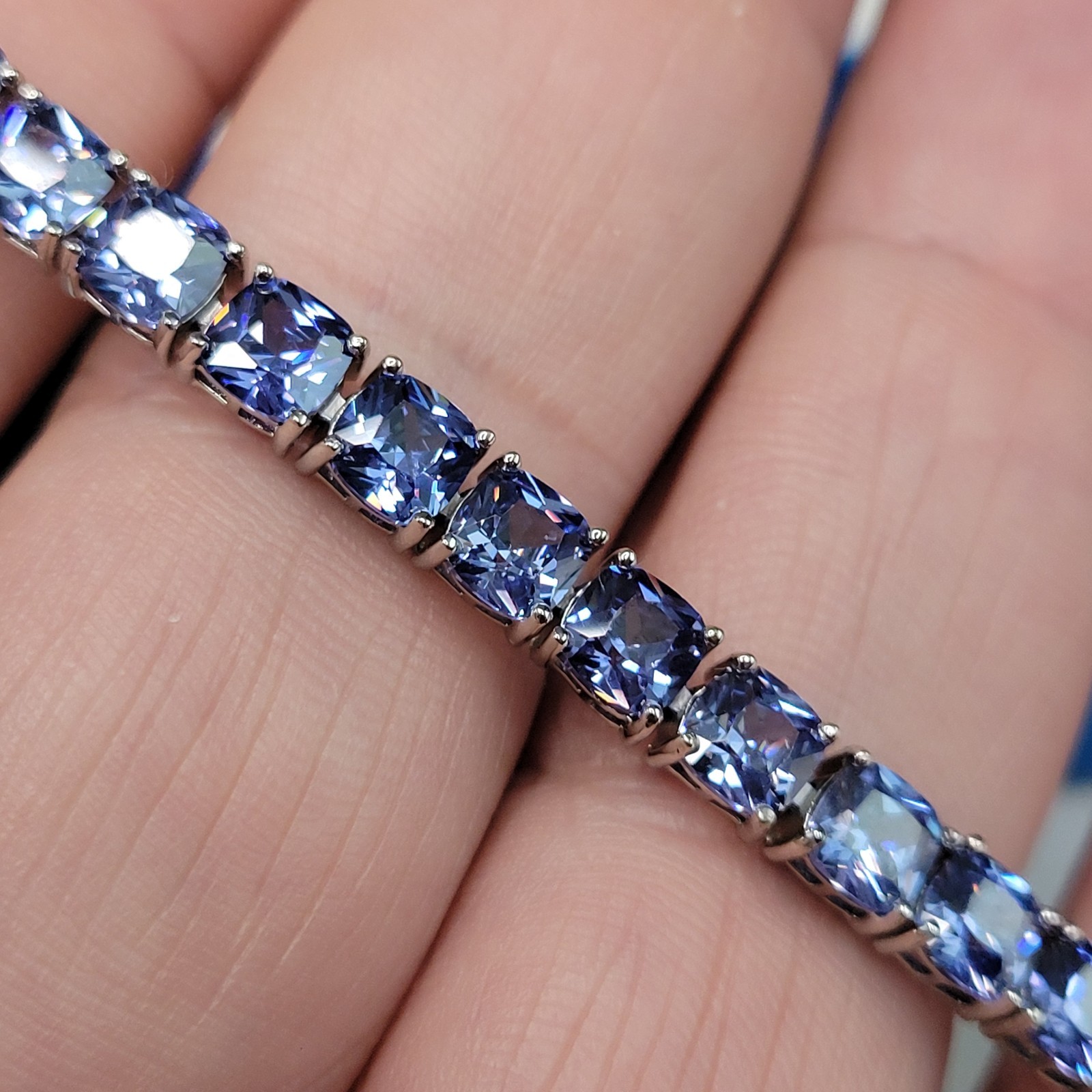 925 Bella Luce Platinum on Sterling Silver Tanzanite CZ Tennis Bracelet 27.5ctw