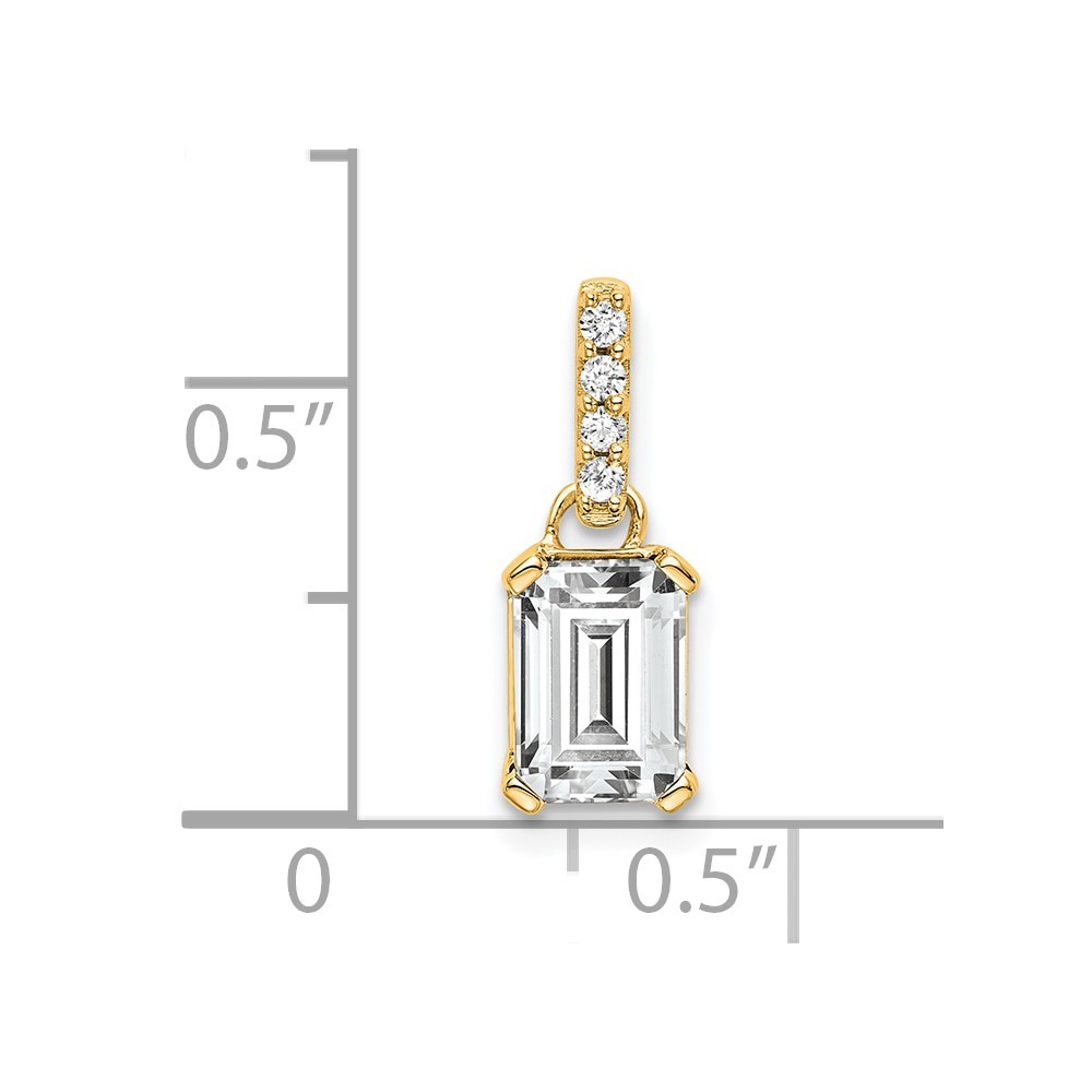 14k Yellow Gold Emerald-cut April/White Topaz and Diamond Pendant