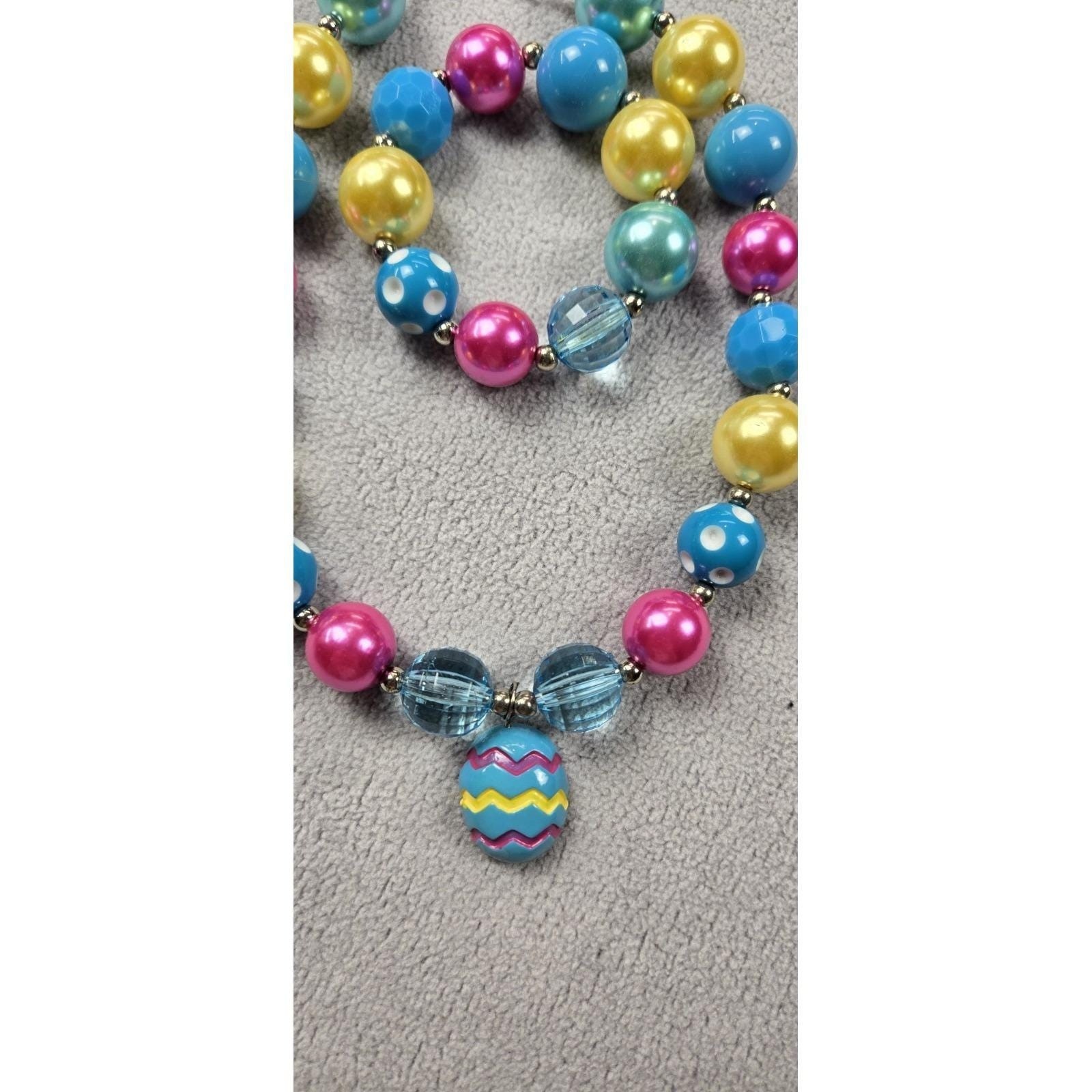 Girls 6 Bubblegum Bead Necklace & Bracelet Sets Kids Colorful Whimsical Holiday