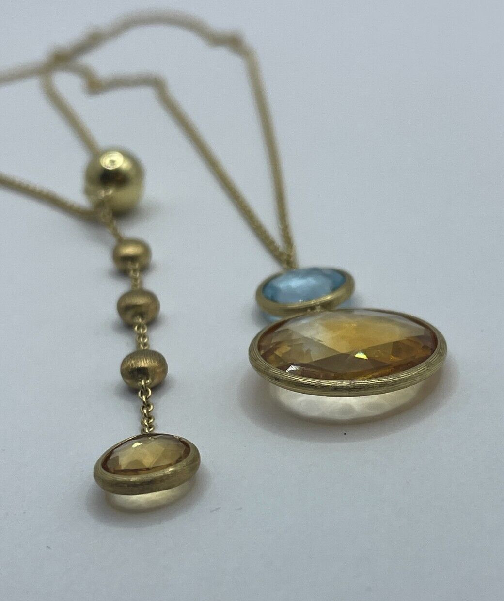 Marco Bicego, 18k Yellow Gold Necklace, Aquamarine + Citrine, 20.5 in, Italy