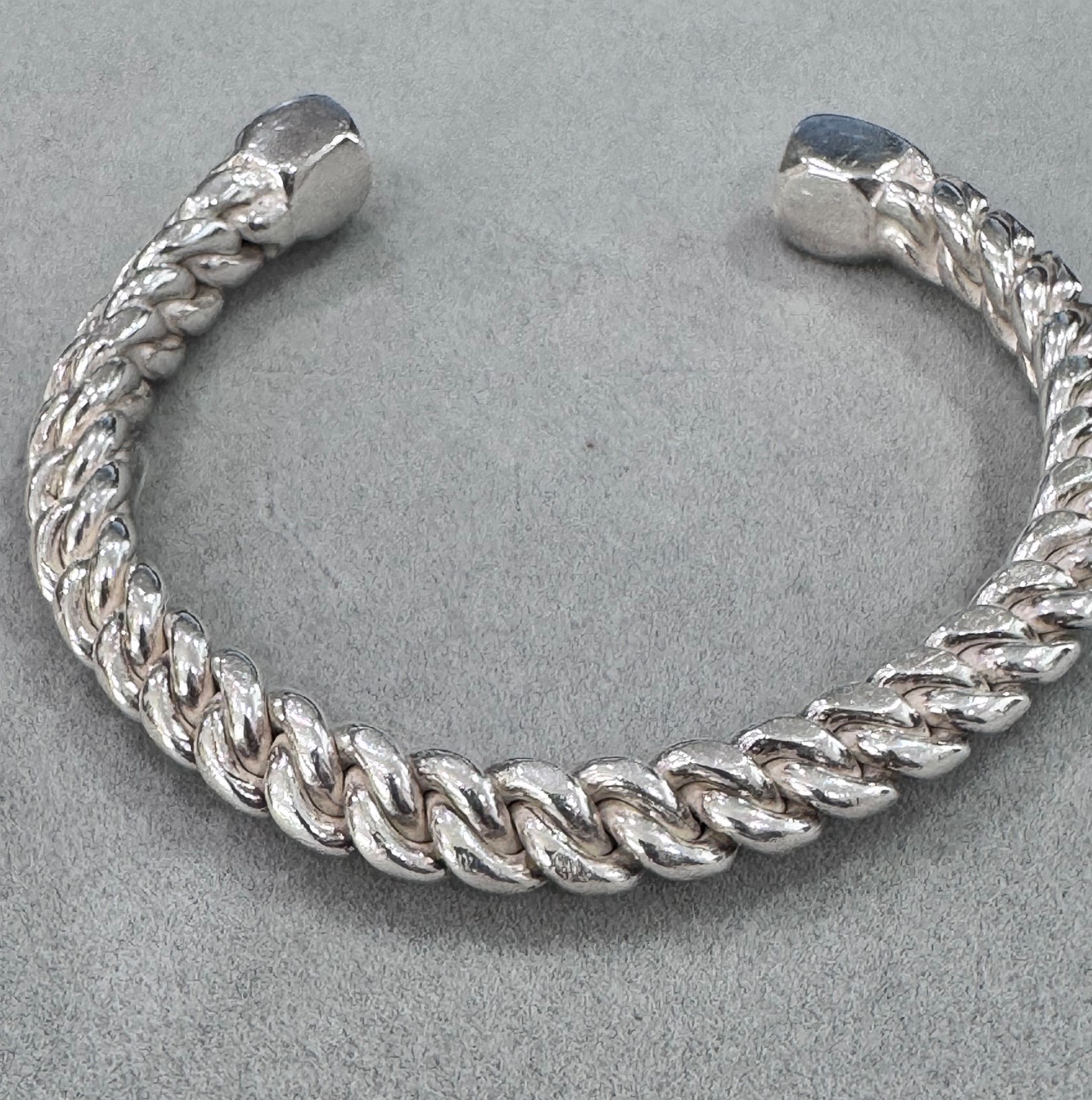 Vintage Heavy Braided Link Torque Cuff Bracelet 41.7g Acid Tested