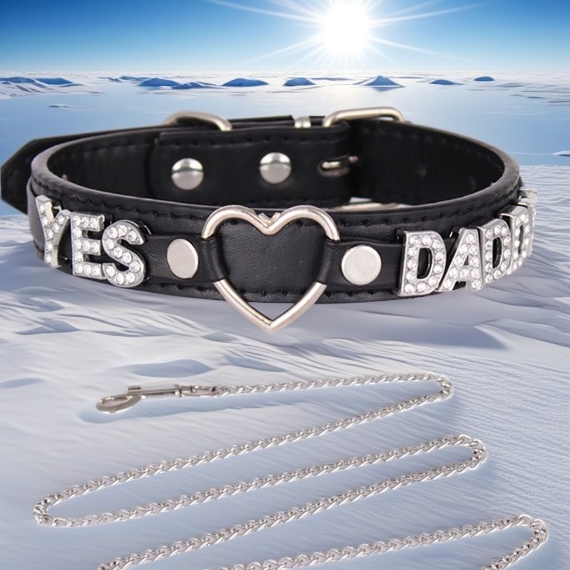 SEX WIFE Choker DIY BDSM Gift Necklace Heart Custom Collar Chain Metal Leash J4