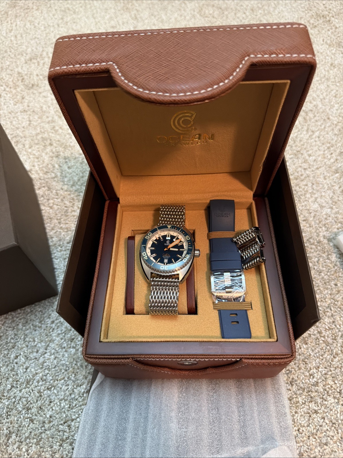 Ocean Crawler Core Diver Turtle Blue 44mm Automatic 600m Men’s Watch With Mesh