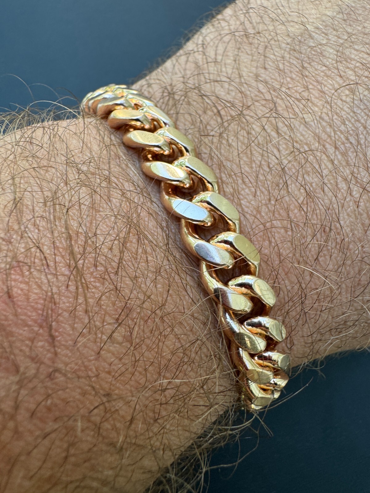 Miami Cuban Link Chain Bracelet 14k Rose Gold Plated Solid 925 Silver Box Lock