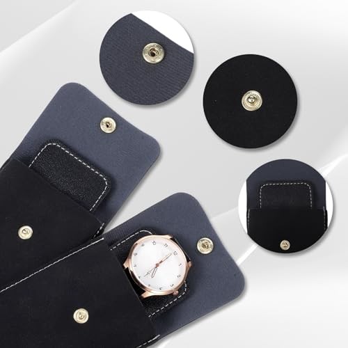 2 Pcs Travel Watch Pouch, PU Leather Watch Pouches, Portable Single Watches