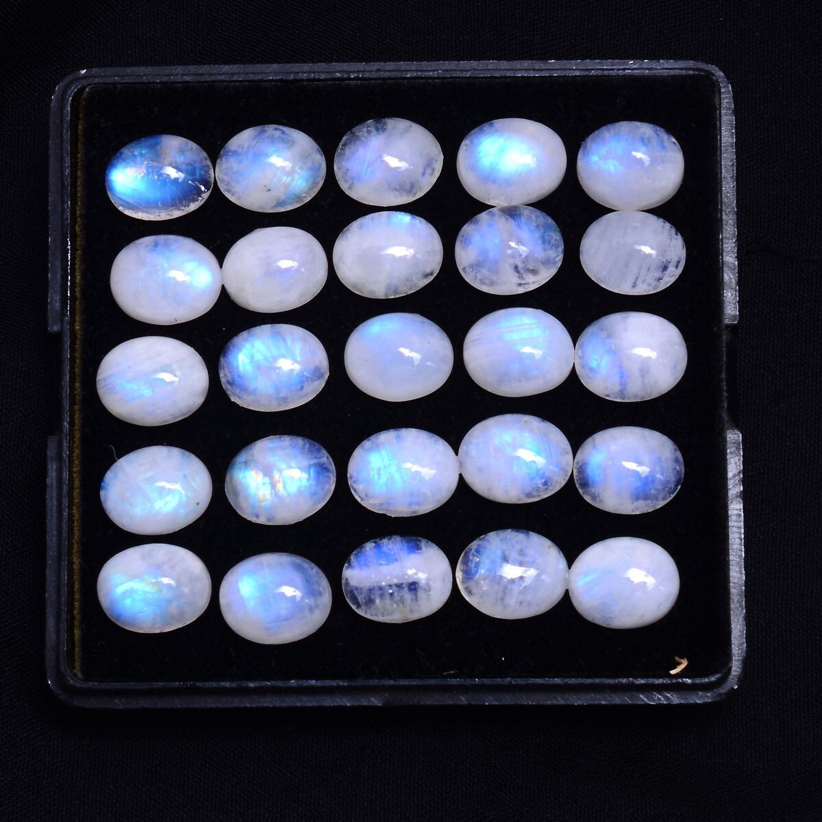 42 Pcs Natural Blue Shine Moonstone Cabochon Untreated 10mm*8mm Loose Gemstones