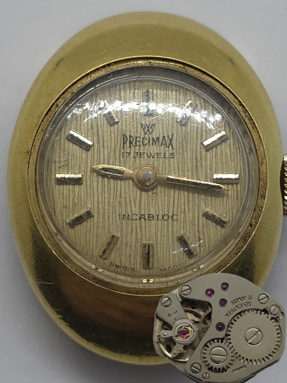 Vintage Rare PRECIMAX gold Plated G10 Working Swiss Cal. FHF 69-21 READ DESCRIPT