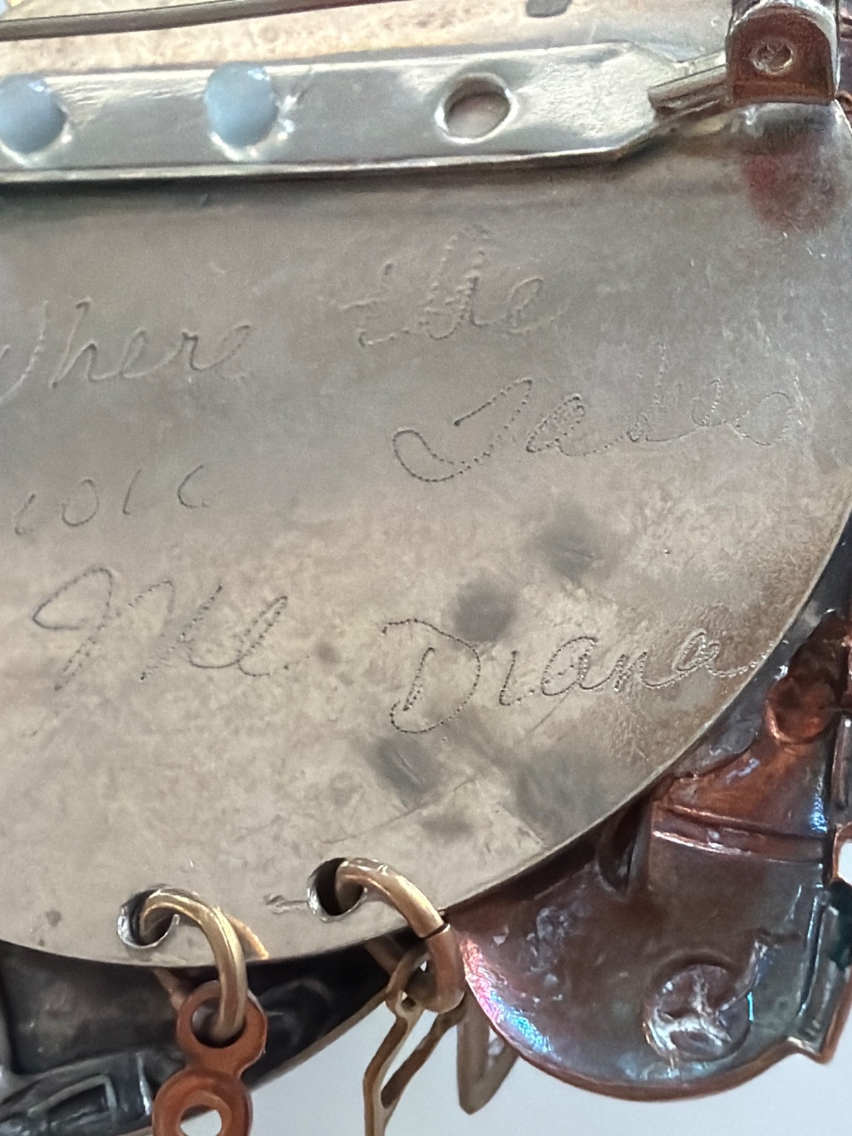 vintage multi-metal musical assemblage brooch